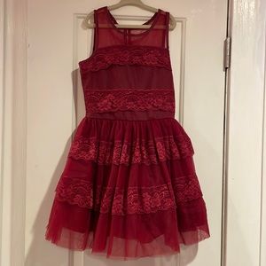 Girls Nanette Lapore Red Lace Dress, Size 8